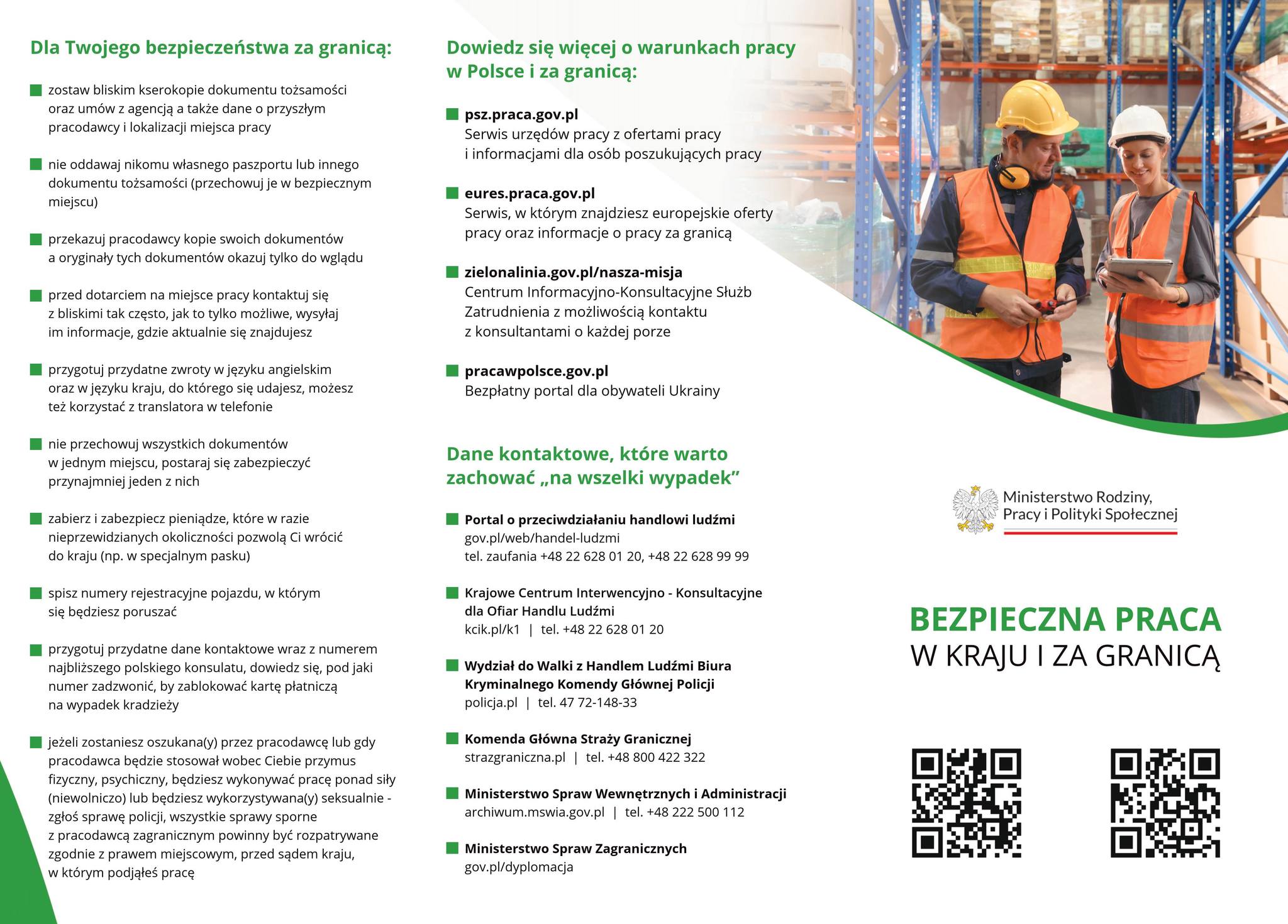 plakat informacyjny dotyczący akcji bezpieczna praca