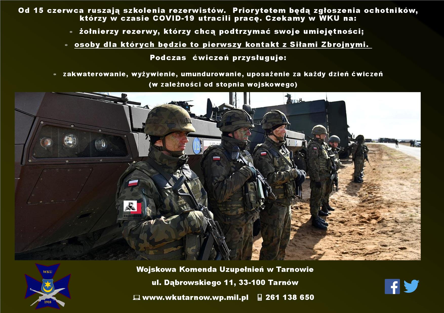 Ćwiczenia żołnierzy rezerwy - plakat informacyjn