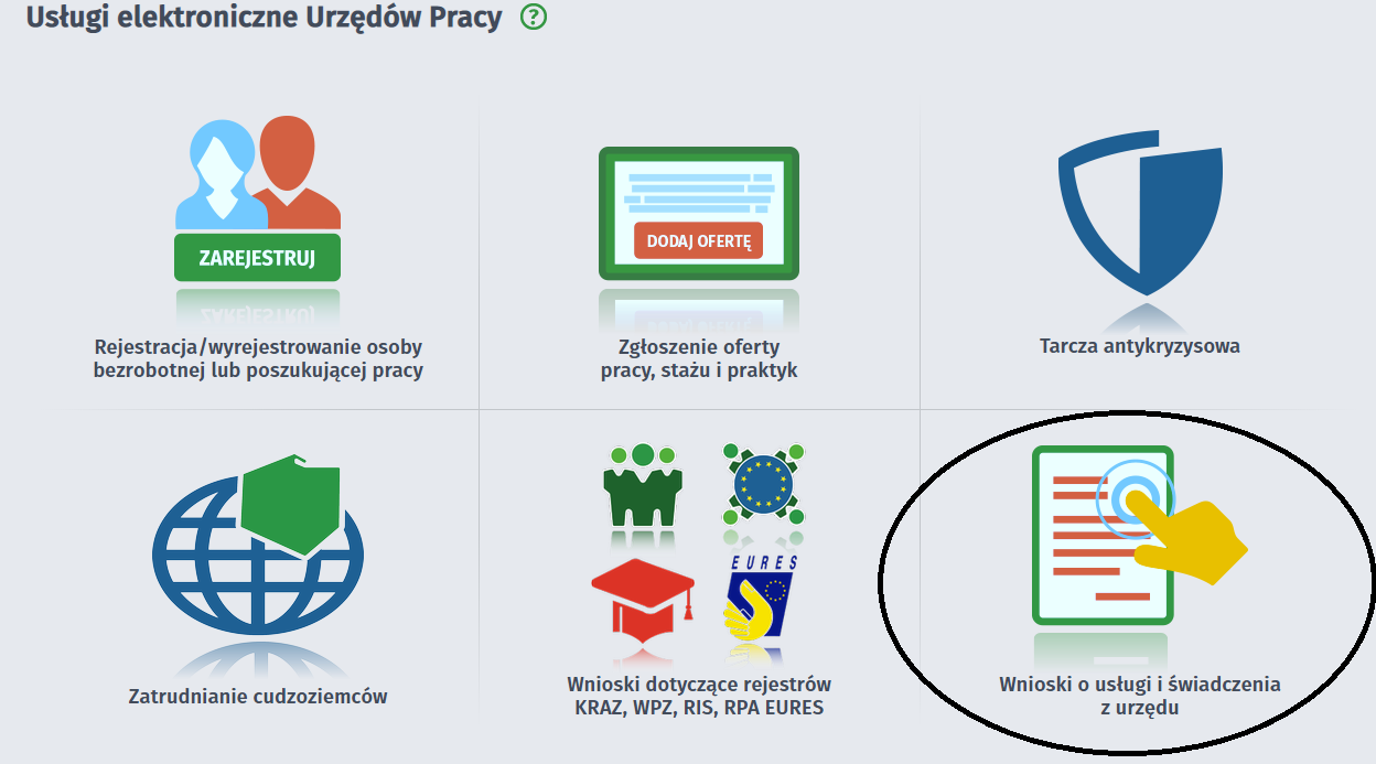 Wnioski o usługi i świadczenia z urzędu