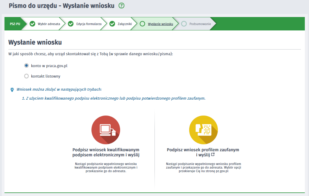 Podpisanie i wysłanie pisma - ikona