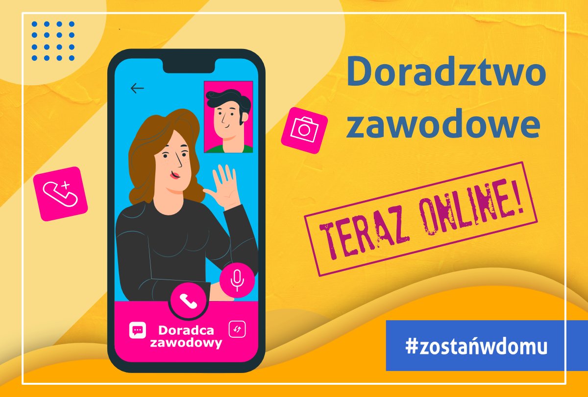 Baner dotyczący doradztwa zawodowego realizowanego przez WUP w formie zdalnej
