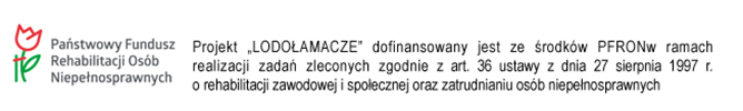 Logo Państwowego Funduszu Rehabilitacji Osób Niepełnosprawnych oraz informacja o dofinansowaniu konkursu z PFRON Logo Państwowego Funduszu Rehabilitacji Osób Niepełnosprawnych oraz informacja o dofinansowaniu konkursu z PFRON